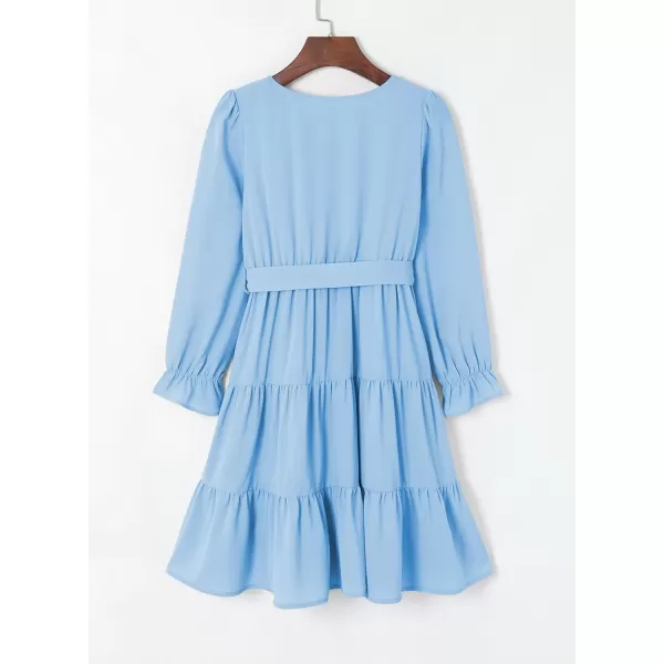 blibean Girl Long Sleeve Dresses Tween Ruffled Tunic Dress with Belt Size 6-15 Years