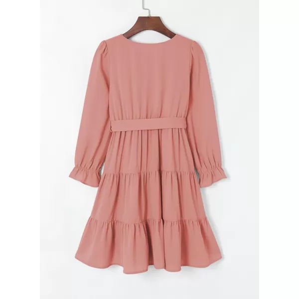 blibean Girl Long Sleeve Dresses Tween Ruffled Tunic Dress with Belt Size 6-15 Years