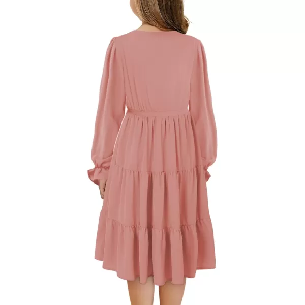blibean Girl Long Sleeve Dresses Tween Ruffled Tunic Dress with Belt Size 6-15 Years