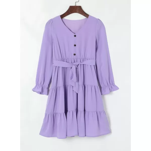 blibean Girl Long Sleeve Dresses Tween Ruffled Tunic Dress with Belt Size 6-15 Years