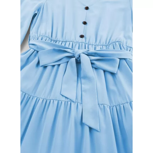 blibean Girl Long Sleeve Dresses Tween Ruffled Tunic Dress with Belt Size 6-15 Years