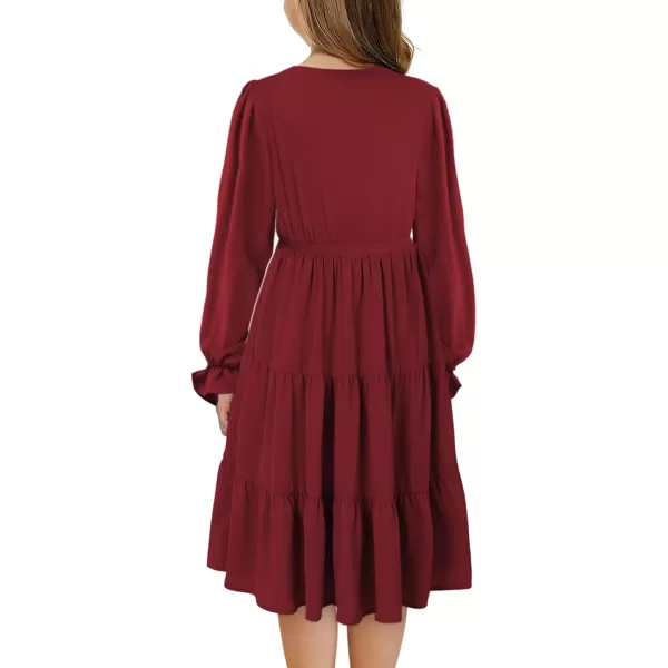 blibean Girl Long Sleeve Dresses Tween Ruffled Tunic Dress with Belt Size 6-15 Years