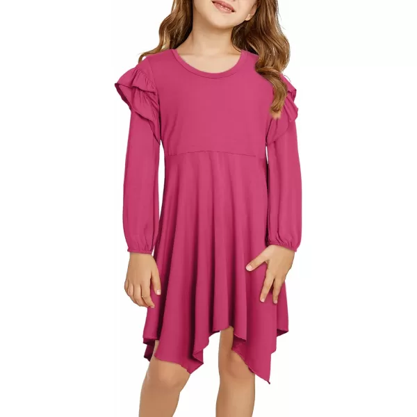 blibean Girl Long Sleeve High Low Dresses Tween Cute Swing Dress Size 6-15 Years