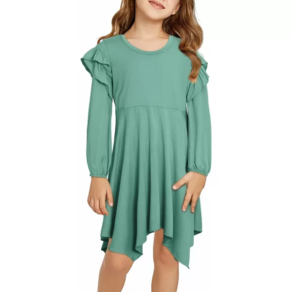 blibean Girl Long Sleeve High Low Dresses Tween Cute Swing Dress Size 6-15 Years