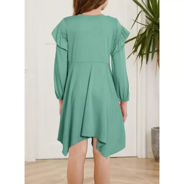 blibean Girl Long Sleeve High Low Dresses Tween Cute Swing Dress Size 6-15 Years