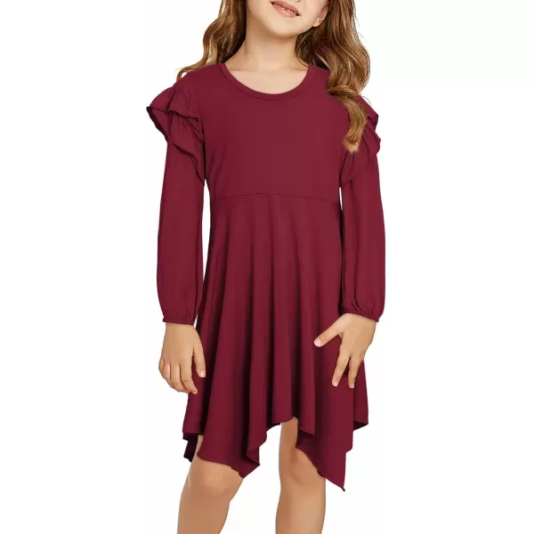 blibean Girl Long Sleeve High Low Dresses Tween Cute Swing Dress Size 6-15 Years