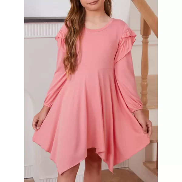 blibean Girl Long Sleeve High Low Dresses Tween Cute Swing Dress Size 6-15 Years