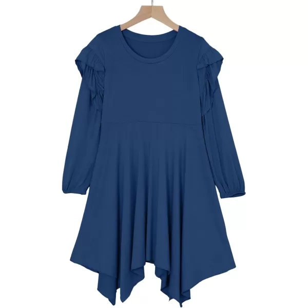 blibean Girl Long Sleeve High Low Dresses Tween Cute Swing Dress Size 6-15 Years