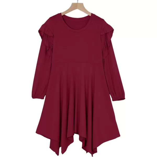 blibean Girl Long Sleeve High Low Dresses Tween Cute Swing Dress Size 6-15 Years