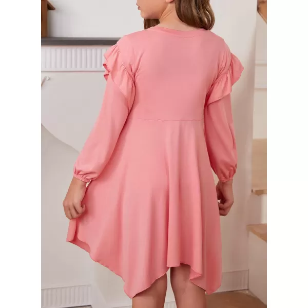 blibean Girl Long Sleeve High Low Dresses Tween Cute Swing Dress Size 6-15 Years