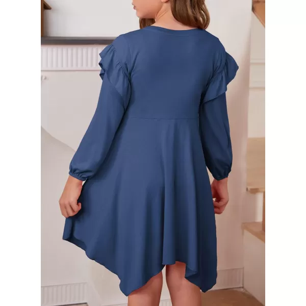 blibean Girl Long Sleeve High Low Dresses Tween Cute Swing Dress Size 6-15 Years