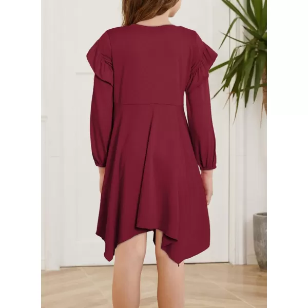 blibean Girl Long Sleeve High Low Dresses Tween Cute Swing Dress Size 6-15 Years