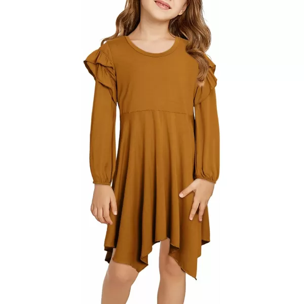 blibean Girl Long Sleeve High Low Dresses Tween Cute Swing Dress Size 6-15 Years