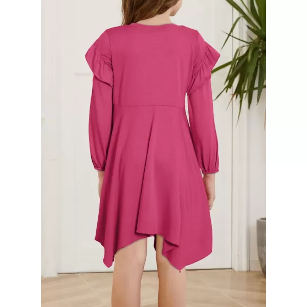 blibean Girl Long Sleeve High Low Dresses Tween Cute Swing Dress Size 6-15 Years