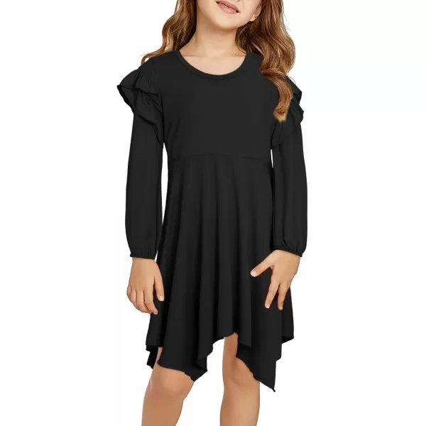 blibean Girl Long Sleeve High Low Dresses Tween Cute Swing Dress Size 6-15 Years