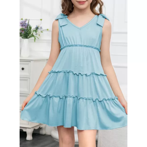 blibean Girls Boho Bow Strap Sleeveless Dress Kid Tiered Sundress Size 6-15 Years
