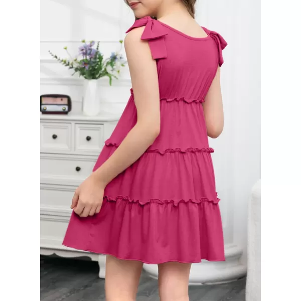 blibean Girls Boho Bow Strap Sleeveless Dress Kid Tiered Sundress Size 6-15 Years