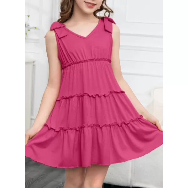 blibean Girls Boho Bow Strap Sleeveless Dress Kid Tiered Sundress Size 6-15 Years