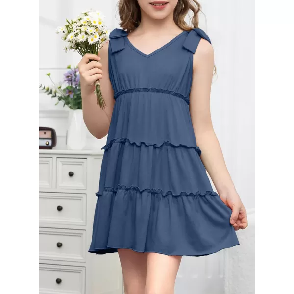 blibean Girls Boho Bow Strap Sleeveless Dress Kid Tiered Sundress Size 6-15 Years