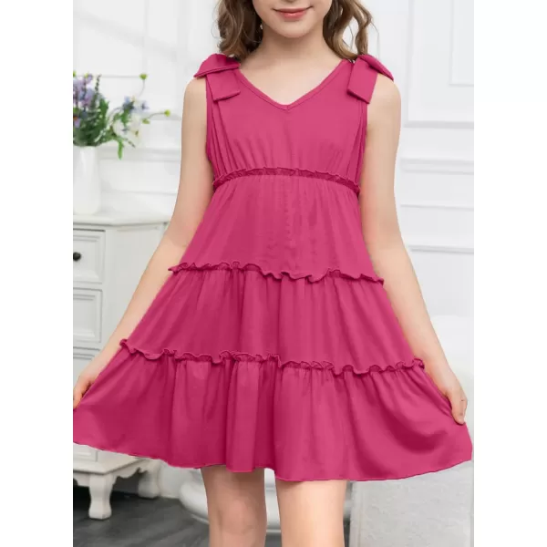 blibean Girls Boho Bow Strap Sleeveless Dress Kid Tiered Sundress Size 6-15 Years
