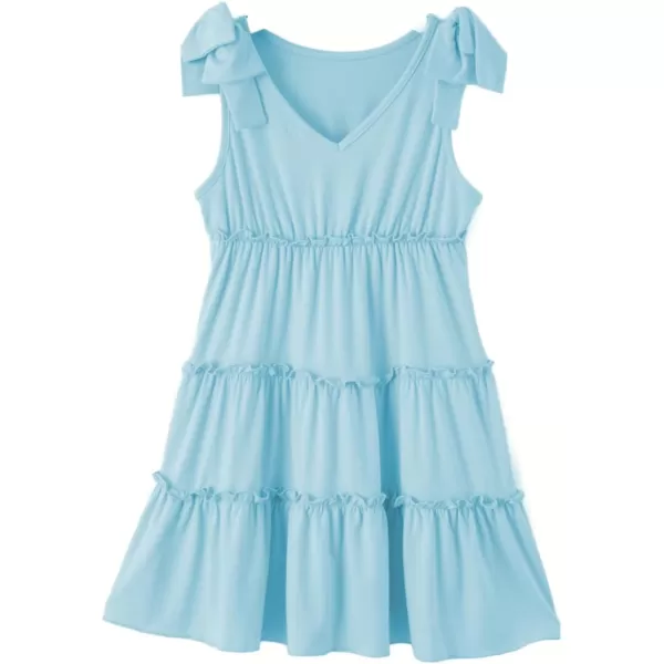 blibean Girls Boho Bow Strap Sleeveless Dress Kid Tiered Sundress Size 6-15 Years