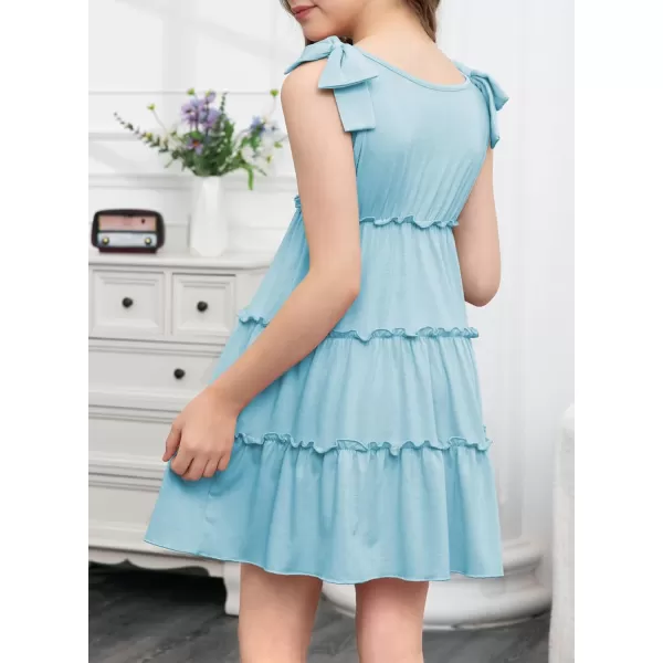 blibean Girls Boho Bow Strap Sleeveless Dress Kid Tiered Sundress Size 6-15 Years