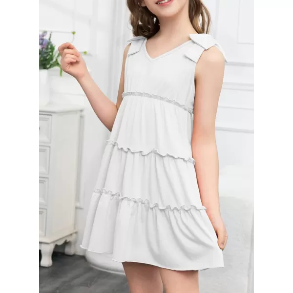 blibean Girls Boho Bow Strap Sleeveless Dress Kid Tiered Sundress Size 6-15 Years