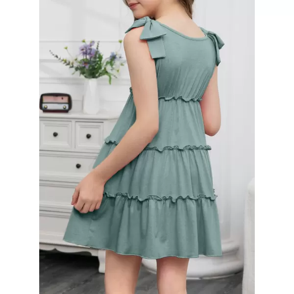 blibean Girls Boho Bow Strap Sleeveless Dress Kid Tiered Sundress Size 6-15 Years