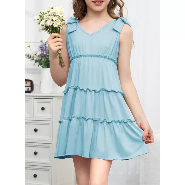 blibean Girls Boho Bow Strap Sleeveless Dress Kid Tiered Sundress Size 6-15 Years