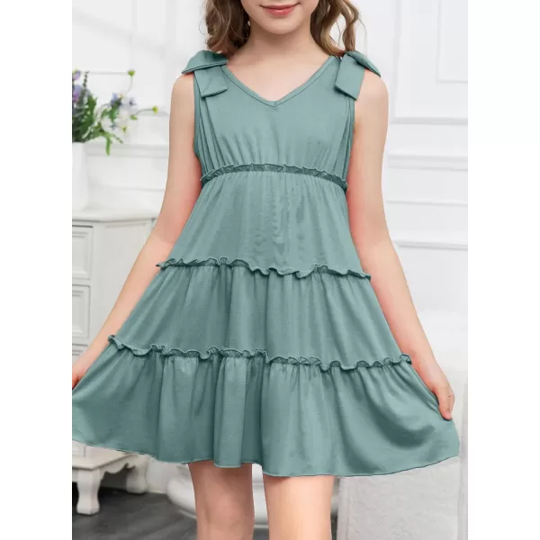 blibean Girls Boho Bow Strap Sleeveless Dress Kid Tiered Sundress Size 6-15 Years