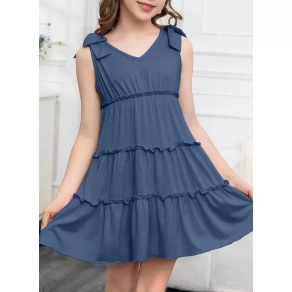 blibean Girls Boho Bow Strap Sleeveless Dress Kid Tiered Sundress Size 6-15 Years