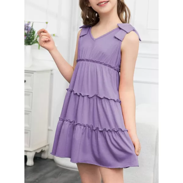 blibean Girls Boho Bow Strap Sleeveless Dress Kid Tiered Sundress Size 6-15 Years
