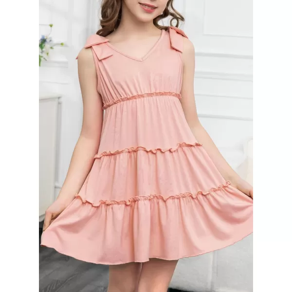 blibean Girls Boho Bow Strap Sleeveless Dress Kid Tiered Sundress Size 6-15 Years