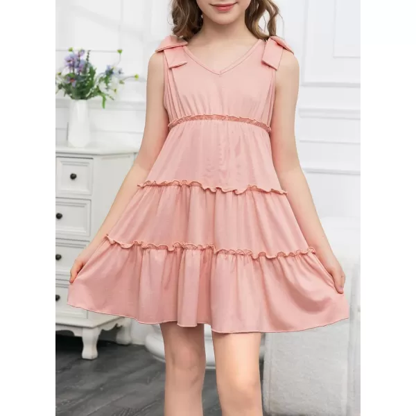 blibean Girls Boho Bow Strap Sleeveless Dress Kid Tiered Sundress Size 6-15 Years