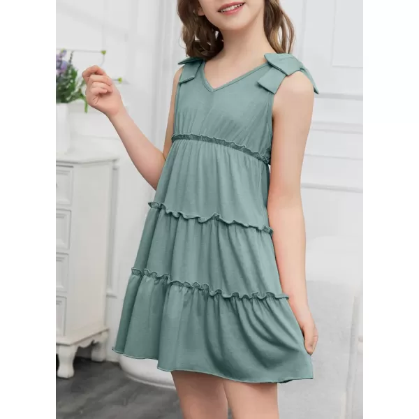 blibean Girls Boho Bow Strap Sleeveless Dress Kid Tiered Sundress Size 6-15 Years