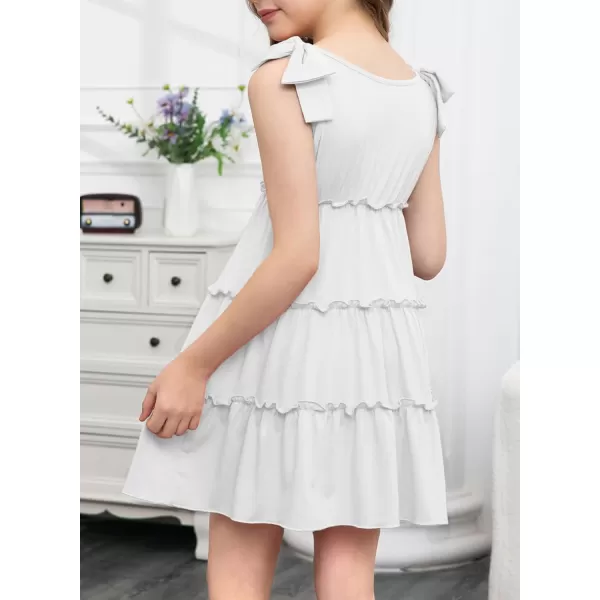 blibean Girls Boho Bow Strap Sleeveless Dress Kid Tiered Sundress Size 6-15 Years