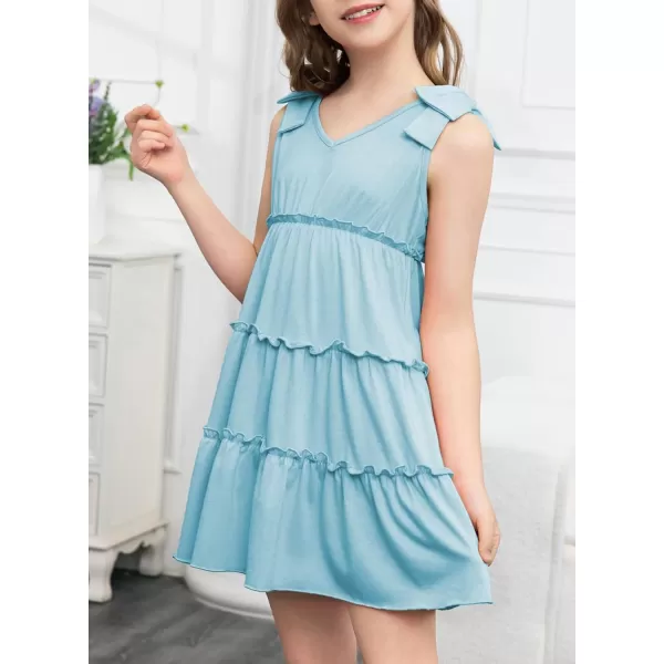 blibean Girls Boho Bow Strap Sleeveless Dress Kid Tiered Sundress Size 6-15 Years