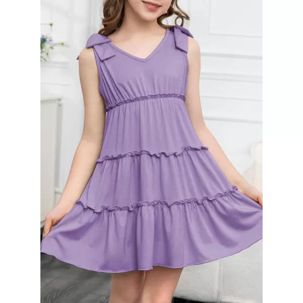 blibean Girls Boho Bow Strap Sleeveless Dress Kid Tiered Sundress Size 6-15 Years