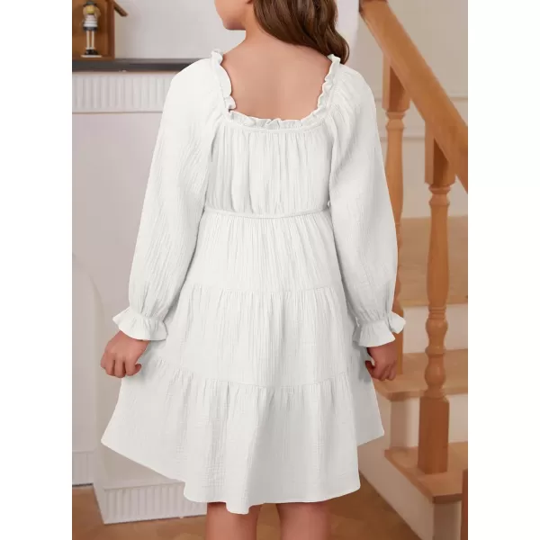 blibean Girls Cotton Long Sleeve Dresses Ruffled Boho Tiered Dress Size 6-15 Years