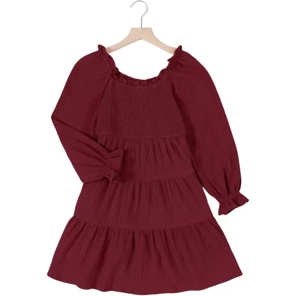 blibean Girls Cotton Long Sleeve Dresses Ruffled Boho Tiered Dress Size 6-15 Years