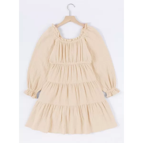 blibean Girls Cotton Long Sleeve Dresses Ruffled Boho Tiered Dress Size 6-15 Years