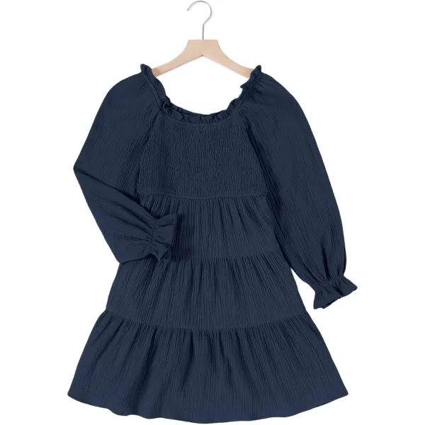 blibean Girls Cotton Long Sleeve Dresses Ruffled Boho Tiered Dress Size 6-15 Years