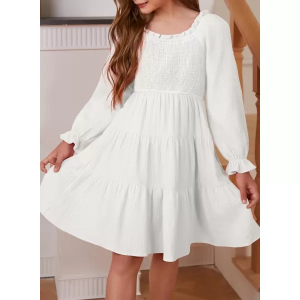 blibean Girls Cotton Long Sleeve Dresses Ruffled Boho Tiered Dress Size 6-15 Years