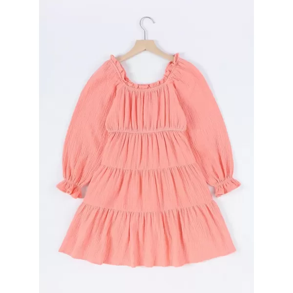 blibean Girls Cotton Long Sleeve Dresses Ruffled Boho Tiered Dress Size 6-15 Years