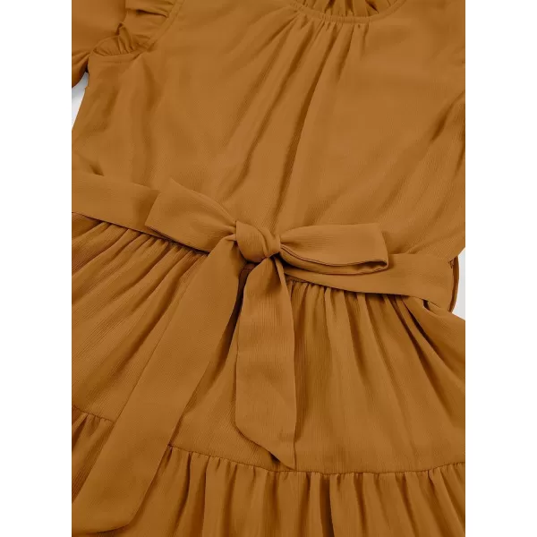 blibean Girls Fall Dresses Kids Girl Maxi Ruffle Long Sleeve Dress Size 4-15 Years