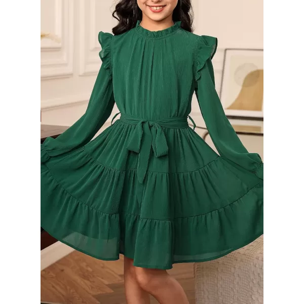 blibean Girls Fall Dresses Kids Girl Maxi Ruffle Long Sleeve Dress Size 4-15 Years