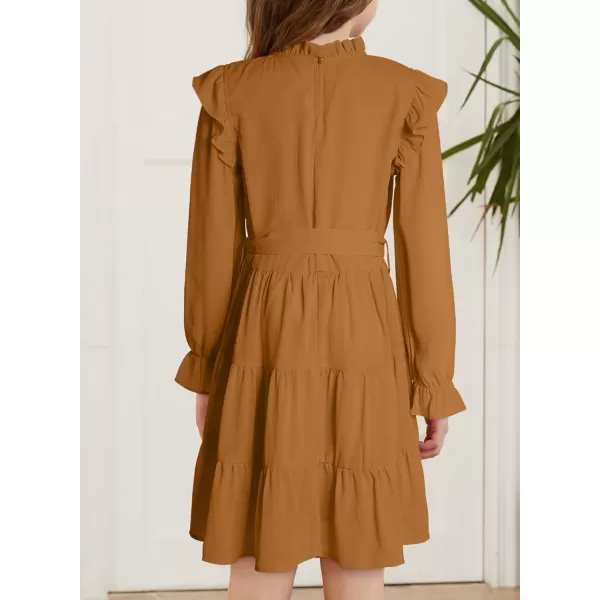 blibean Girls Fall Dresses Kids Girl Maxi Ruffle Long Sleeve Dress Size 4-15 Years