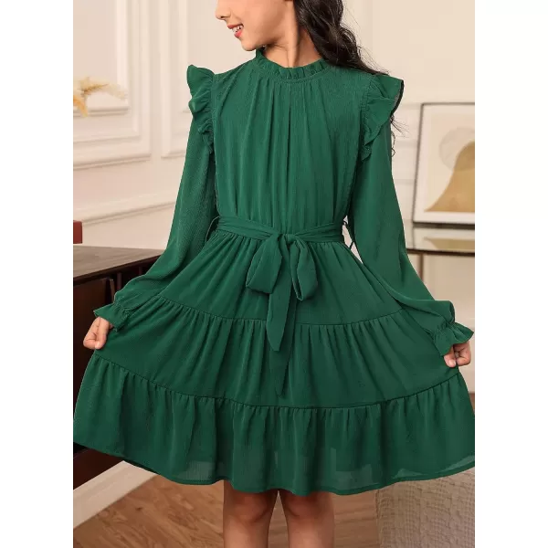 blibean Girls Fall Dresses Kids Girl Maxi Ruffle Long Sleeve Dress Size 4-15 Years