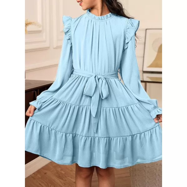 blibean Girls Fall Dresses Kids Girl Maxi Ruffle Long Sleeve Dress Size 4-15 Years