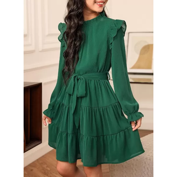 blibean Girls Fall Dresses Kids Girl Maxi Ruffle Long Sleeve Dress Size 4-15 Years